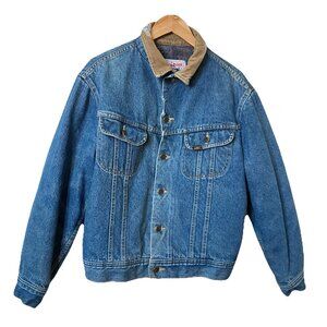 Vintage Lee Storm Rider Jean Jacket‎ Mens Blanket Lined Denim Distressed